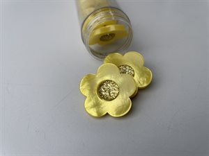 Knap - gul blomst med detalje, 25 mm